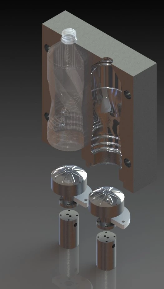 Render de molde para botella deportiva.