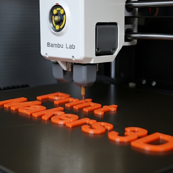 Impresora 3D imprimiendo el logo de Print Makers 3D.